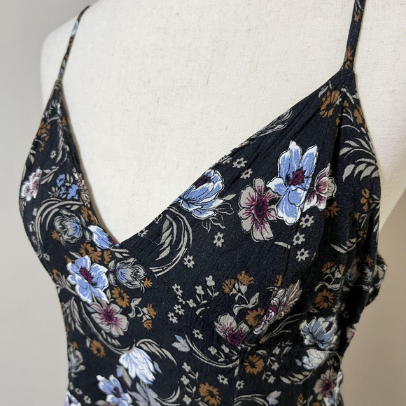 American Eagle Mini Dress Black Floral Boho Whimsigoth Dark Fairy Grunge Y2K - Picture 3 of 10
